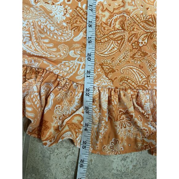 NWT Michael Kors Paisley Floral Cold Shoulder Ruffle Sleeve Blouse P/L Boho Chic - Picture 8 of 10